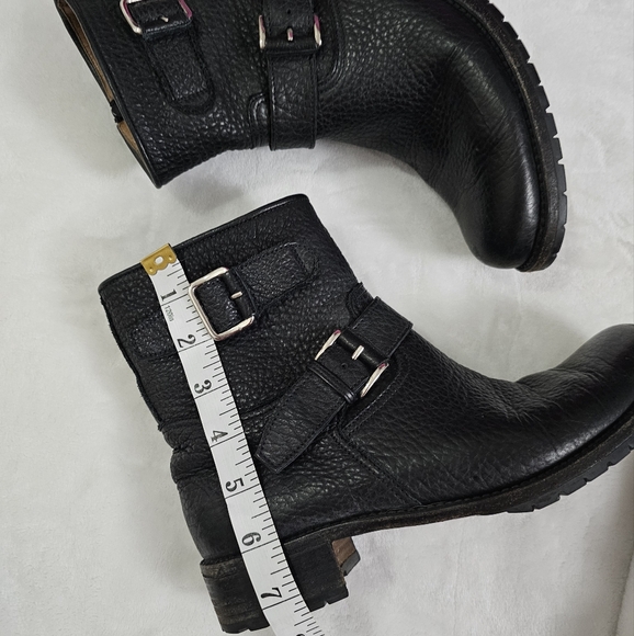 Gravati Black Luxury Italian Pebbled Leather Double Buckle Strap Moto Style Boot - Picture 5 of 16